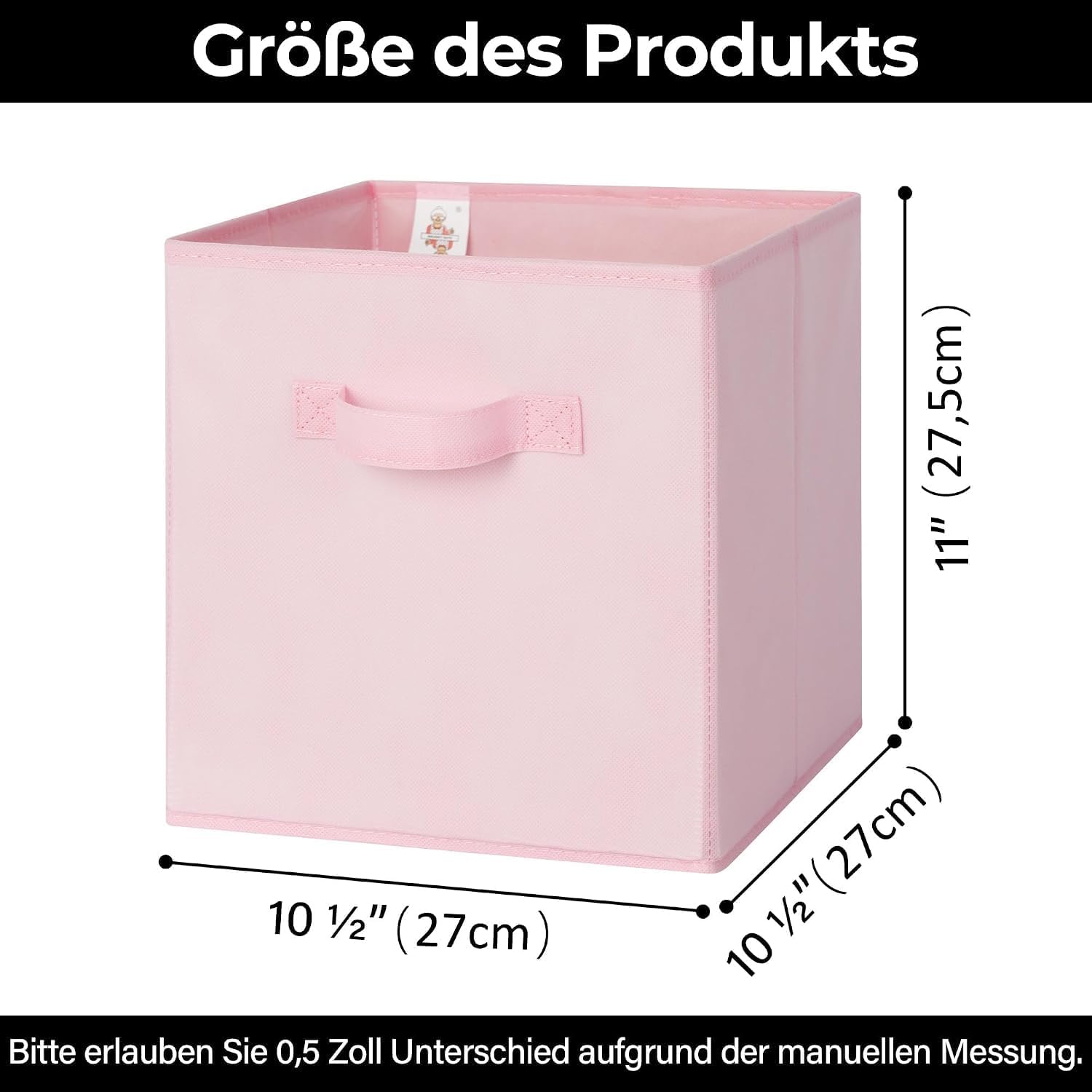 Fabric storage bins with handles – 6-piece set, pink, for wardrobe organization - Image 2