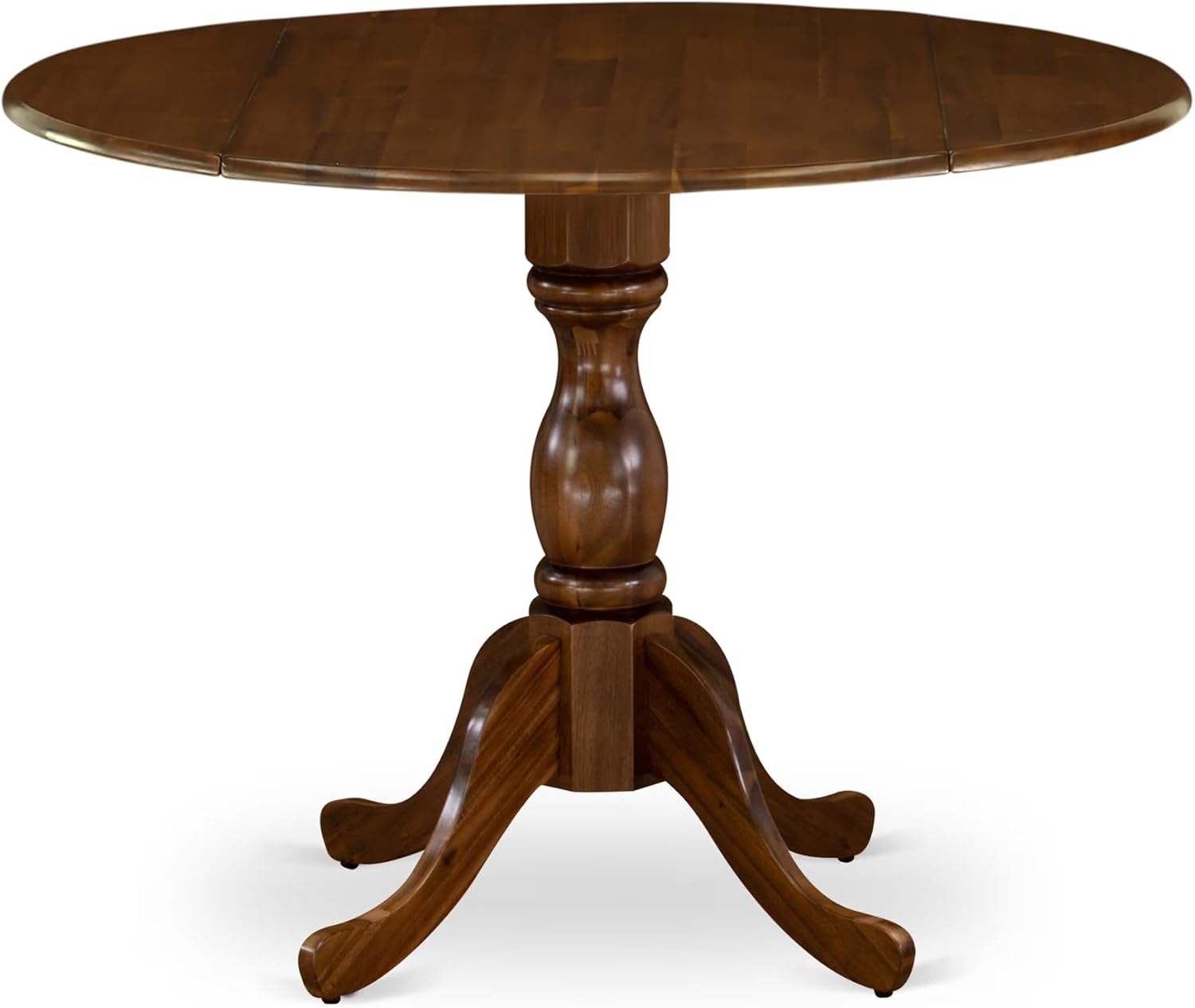 Kitchen Dining Table - a Round Wooden Table Top with Dropleaf & Pedestal Base, 42x42 Inch, Walnut