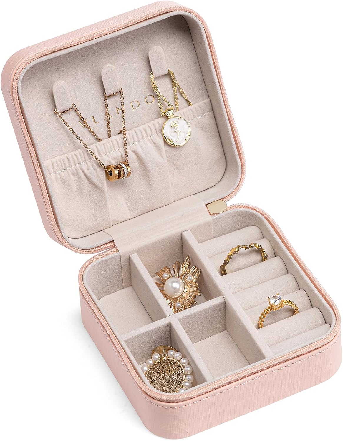 Pink Portable Travel Jewelry Case—Ideal Gift for Storing Accessories on the Go
