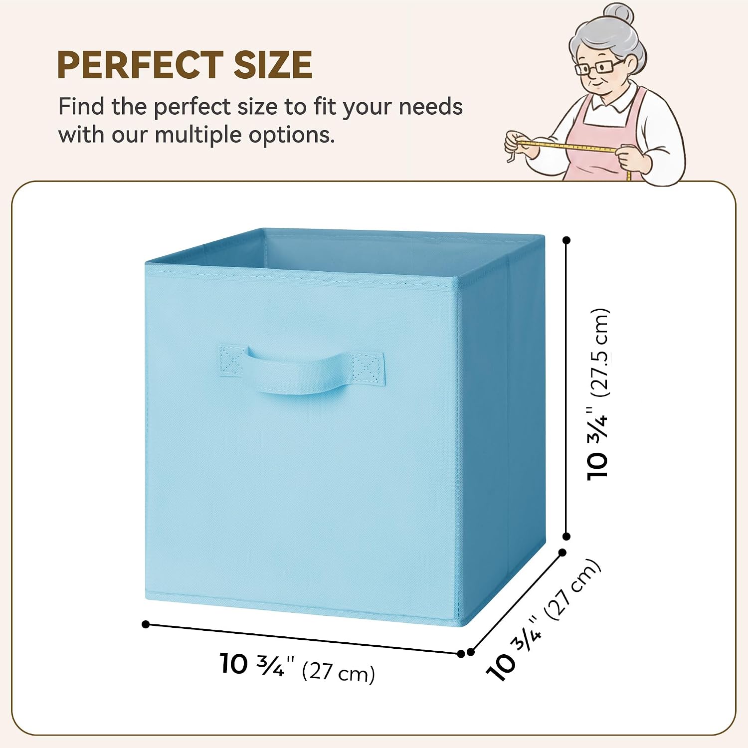 Light Blue Fabric Storage Bins – For Shelves and Wardrobes (6-Piece Set) - Image 2