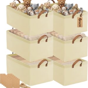 Steel-Framed Fabric Storage Bins with Label Holders – Large-Capacity Organizers for Clothing and Towels (6-Piece Set)