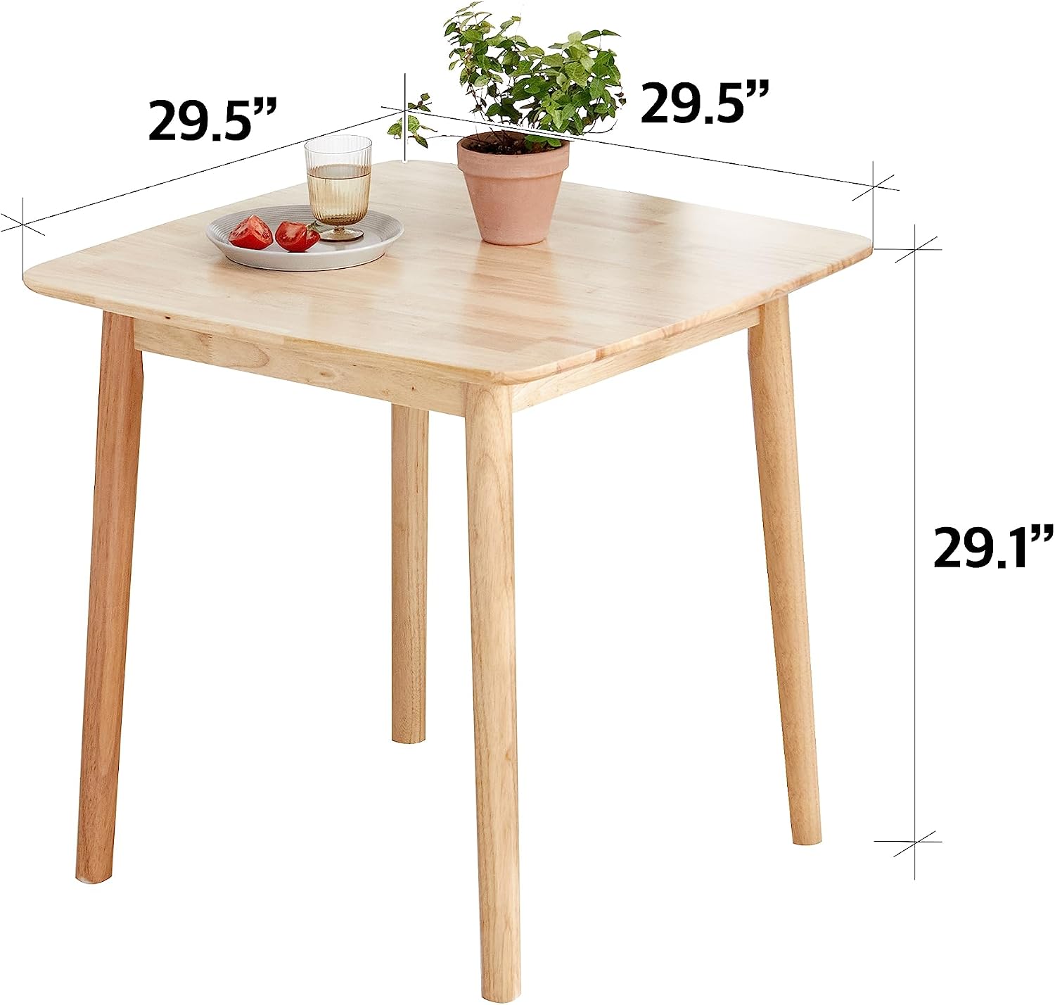 29.5" Malaysian Oak Square Wooden Dining Table/Small Solid Wood Kitchen Desk (Natural Oak) - Image 2