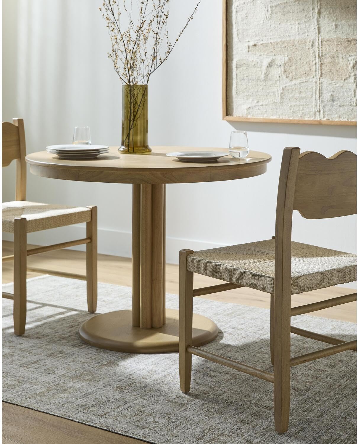 Scalloped Dining Room Table, Tan, 30" H 42" W 42" D