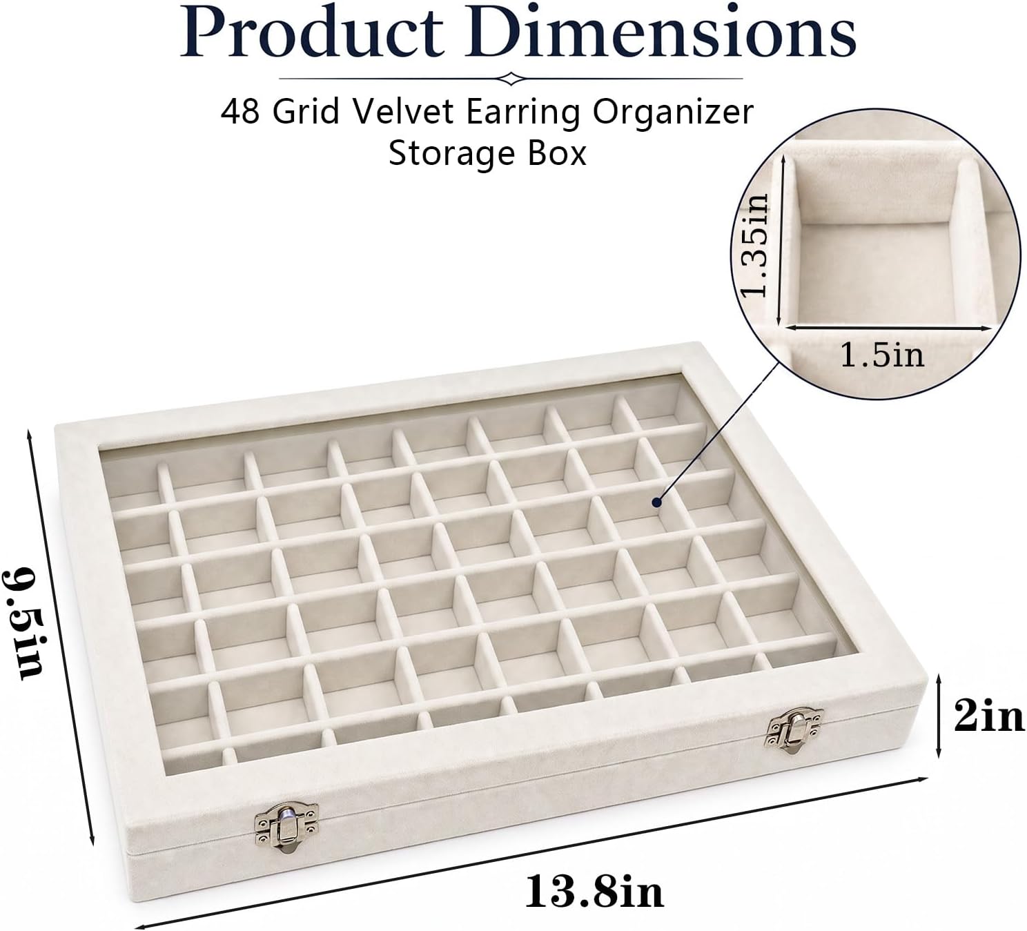 48-Compartment Adjustable Dustproof Jewelry Box for Earrings, Rings, and Necklaces - Image 2
