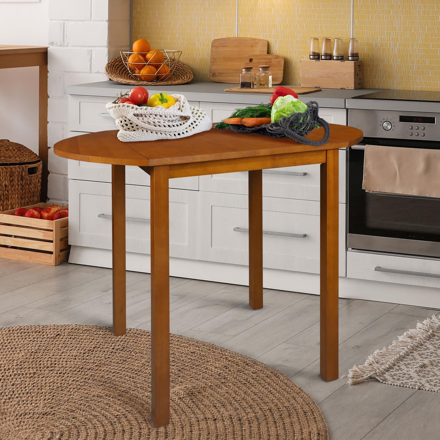 100% Solid Wood Dining Room Drop Leaf Table - Image 2