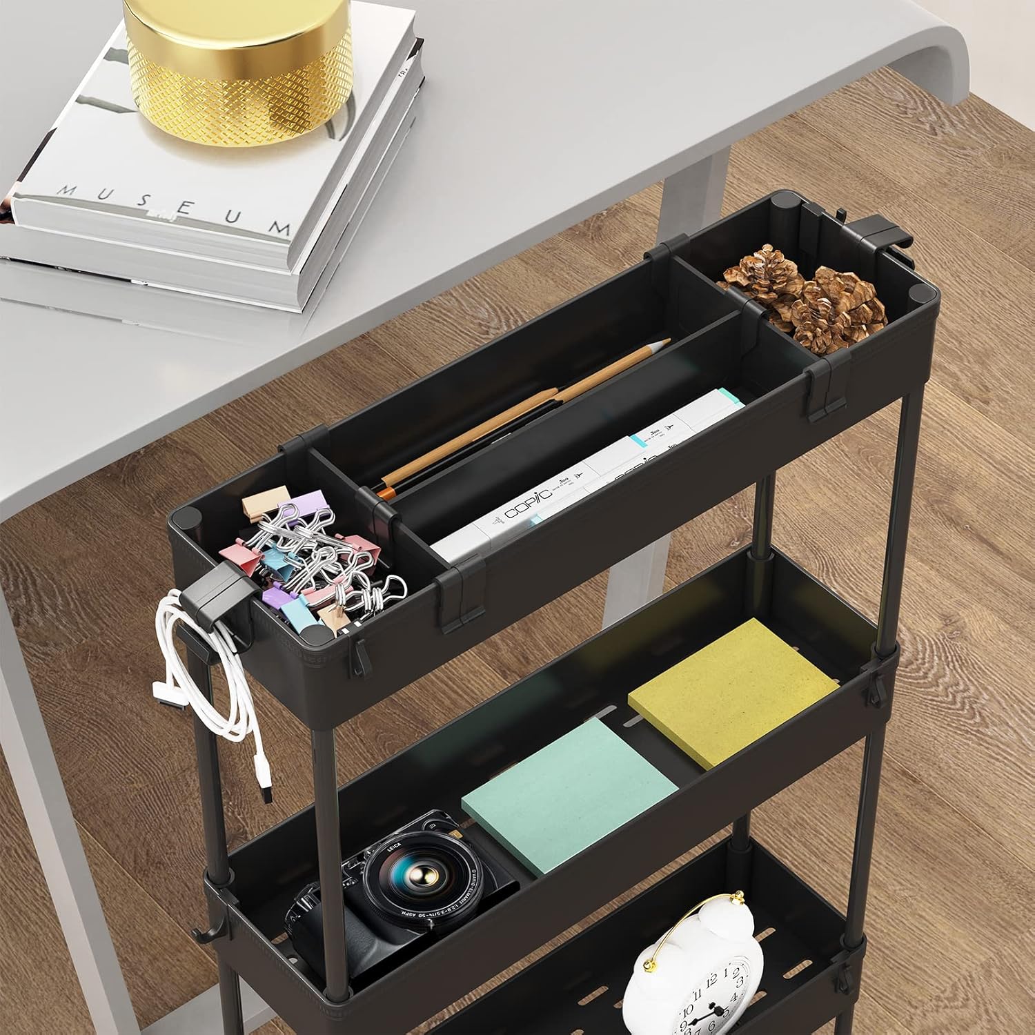 4-Tier Slim Rolling Storage Cart – Narrow-Space Organizer for Kitchen, Bathroom, or Laundry Room (Black) - Image 2