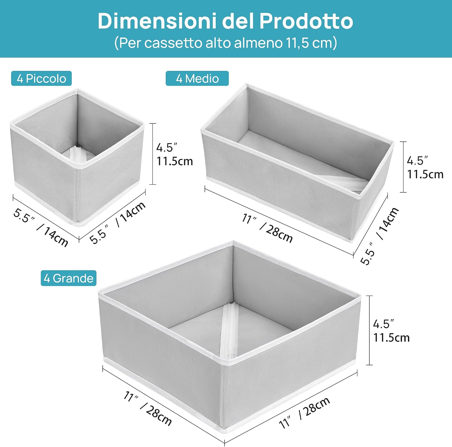Foldable fabric drawer-style storage bins for baby clothes – 12-piece set - Image 2