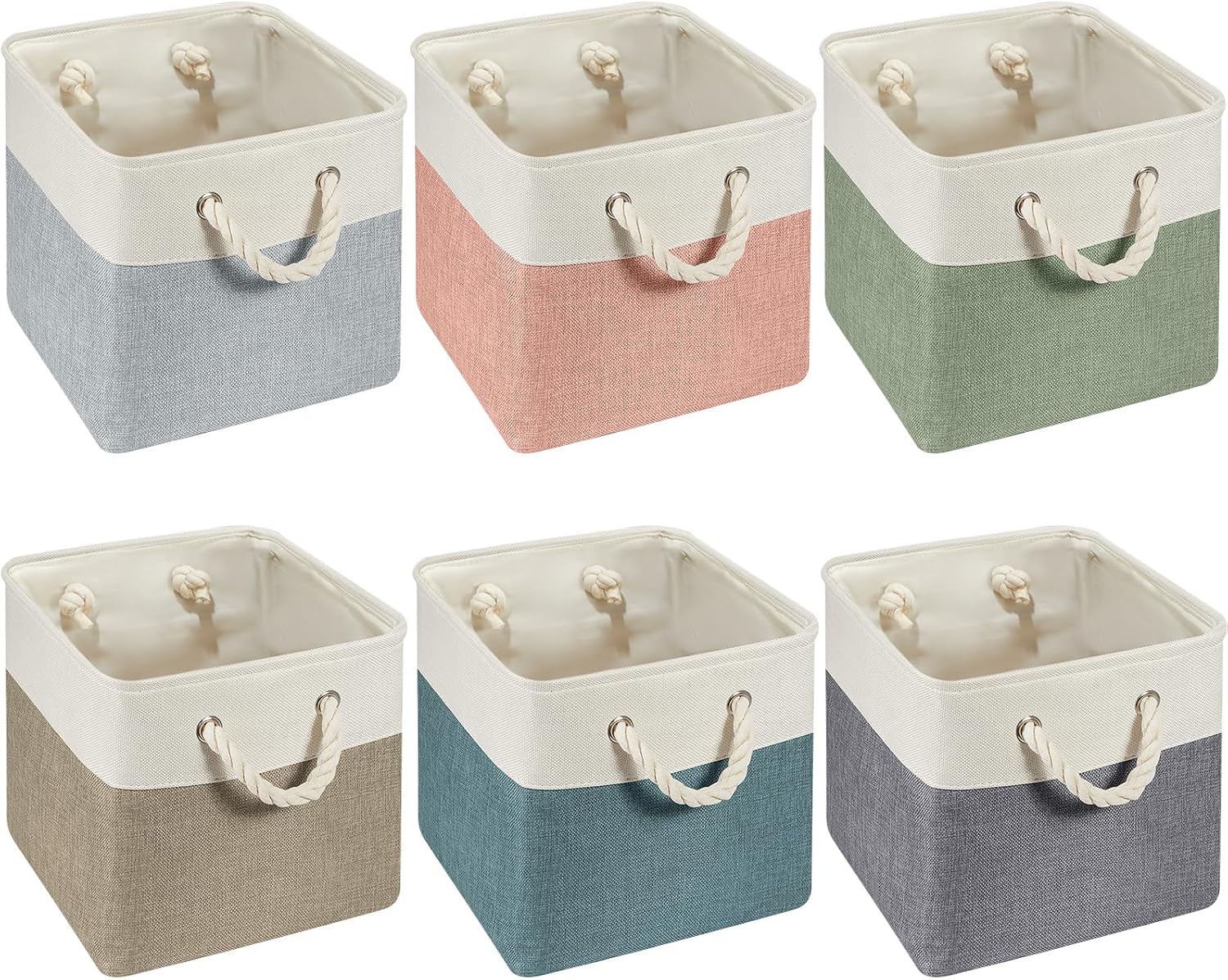 Dark-Tone "Morandi" Style Fabric Storage Bins – Foldable Organizers for Shelves and Wardrobes (6-Piece Set)